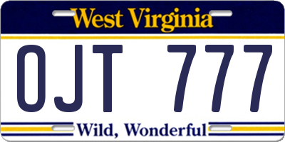 WV license plate OJT777