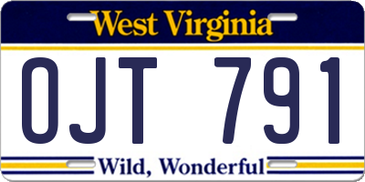 WV license plate OJT791