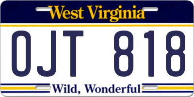 WV license plate OJT818