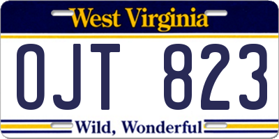 WV license plate OJT823