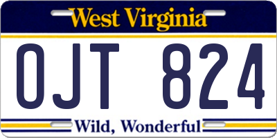 WV license plate OJT824