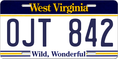 WV license plate OJT842
