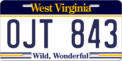 WV license plate OJT843