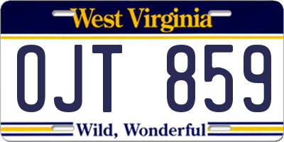 WV license plate OJT859