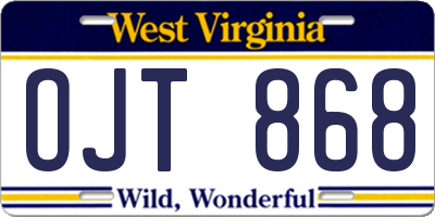 WV license plate OJT868