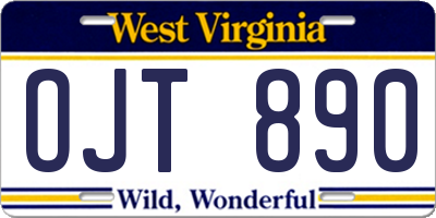 WV license plate OJT890