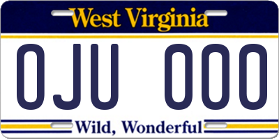 WV license plate OJU000