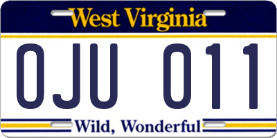 WV license plate OJU011