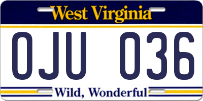 WV license plate OJU036