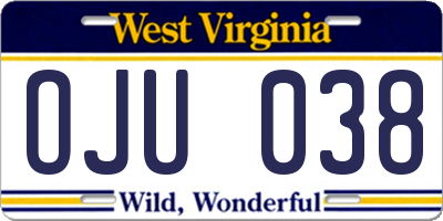 WV license plate OJU038