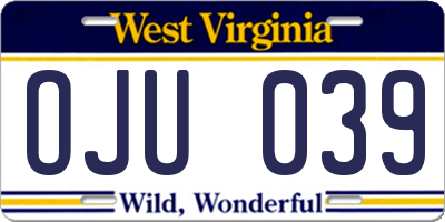 WV license plate OJU039