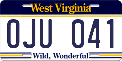 WV license plate OJU041