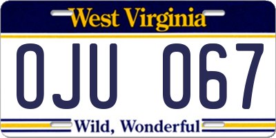 WV license plate OJU067