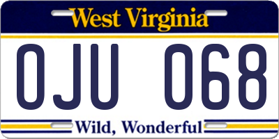 WV license plate OJU068