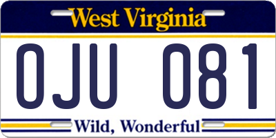 WV license plate OJU081