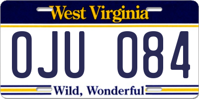 WV license plate OJU084