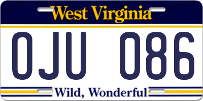 WV license plate OJU086