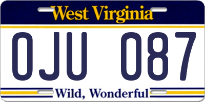 WV license plate OJU087