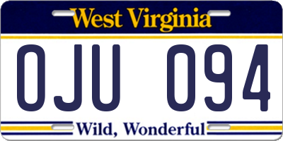 WV license plate OJU094