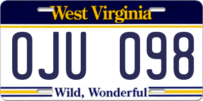 WV license plate OJU098