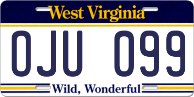 WV license plate OJU099