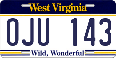 WV license plate OJU143