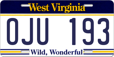 WV license plate OJU193