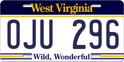 WV license plate OJU296