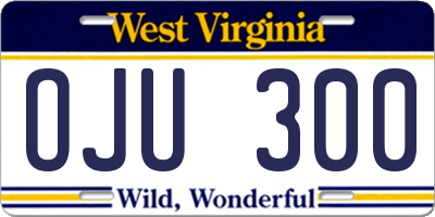 WV license plate OJU300