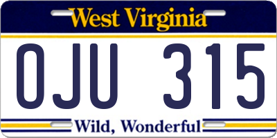 WV license plate OJU315