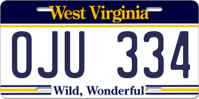WV license plate OJU334