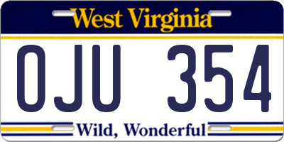 WV license plate OJU354