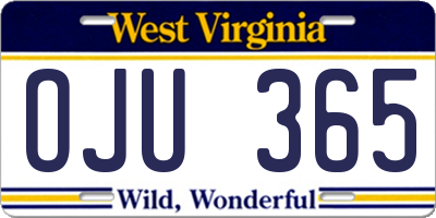 WV license plate OJU365