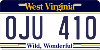 WV license plate OJU410