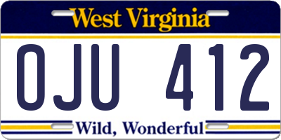 WV license plate OJU412