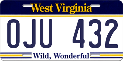 WV license plate OJU432