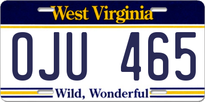 WV license plate OJU465