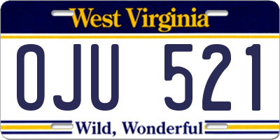 WV license plate OJU521