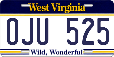 WV license plate OJU525