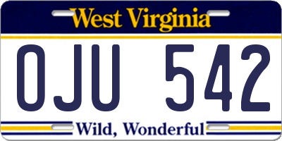 WV license plate OJU542