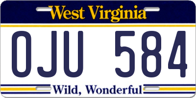 WV license plate OJU584