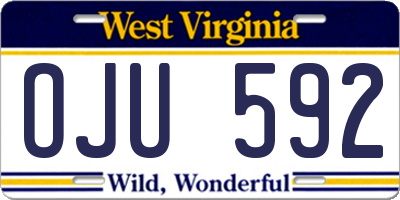 WV license plate OJU592