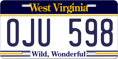 WV license plate OJU598