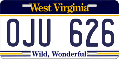 WV license plate OJU626
