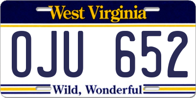 WV license plate OJU652