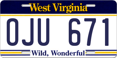 WV license plate OJU671