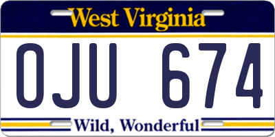 WV license plate OJU674
