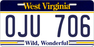 WV license plate OJU706