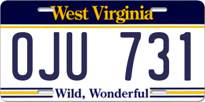 WV license plate OJU731