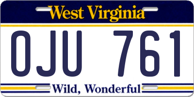 WV license plate OJU761